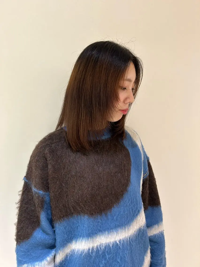 ミディアム 顔まわりレイヤー 顔周りカット レイヤーカット 田中 樹奈のヘアスタイル