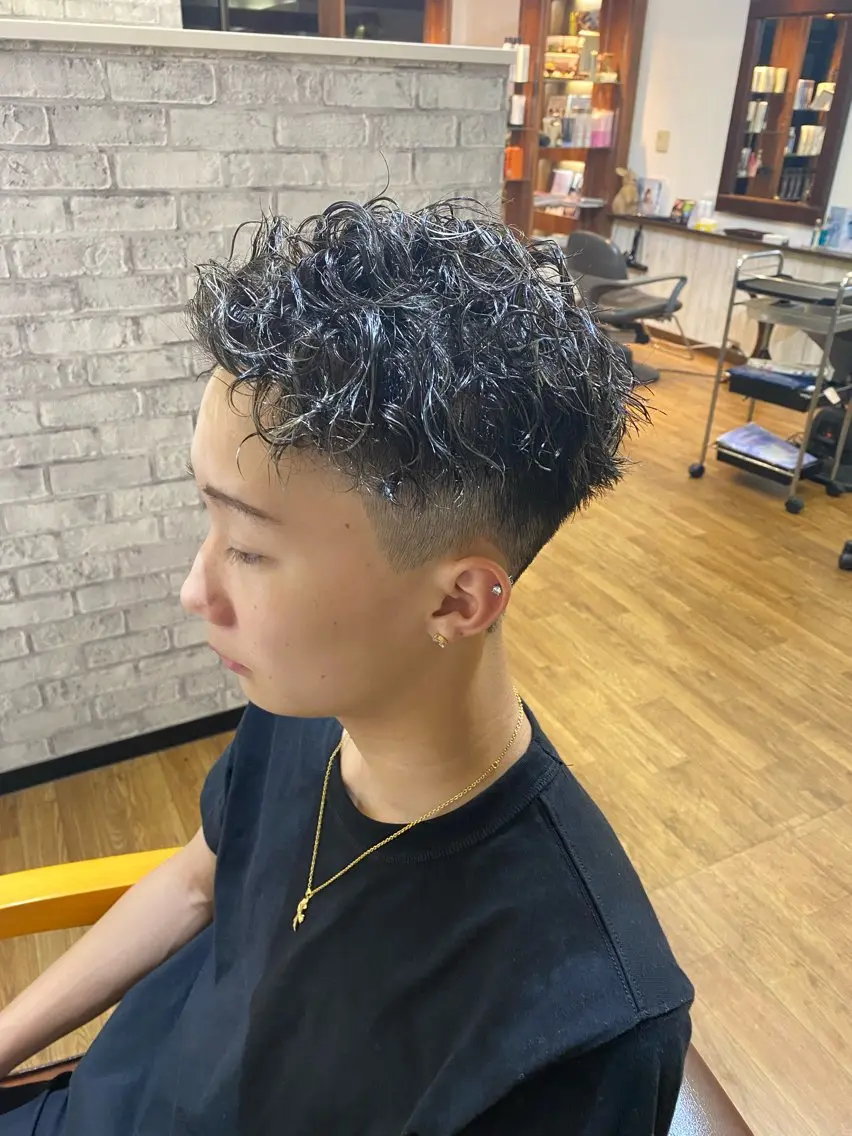 パーマ メンズ 波巻きパーマ ✂️ショート・ ショートボブ特化✂️のヘアスタイル