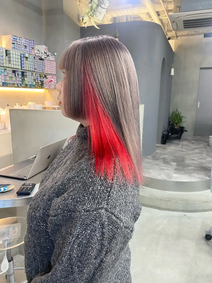 ミディアム カラー ヘアカラー 前橋 姫奈のヘアスタイル