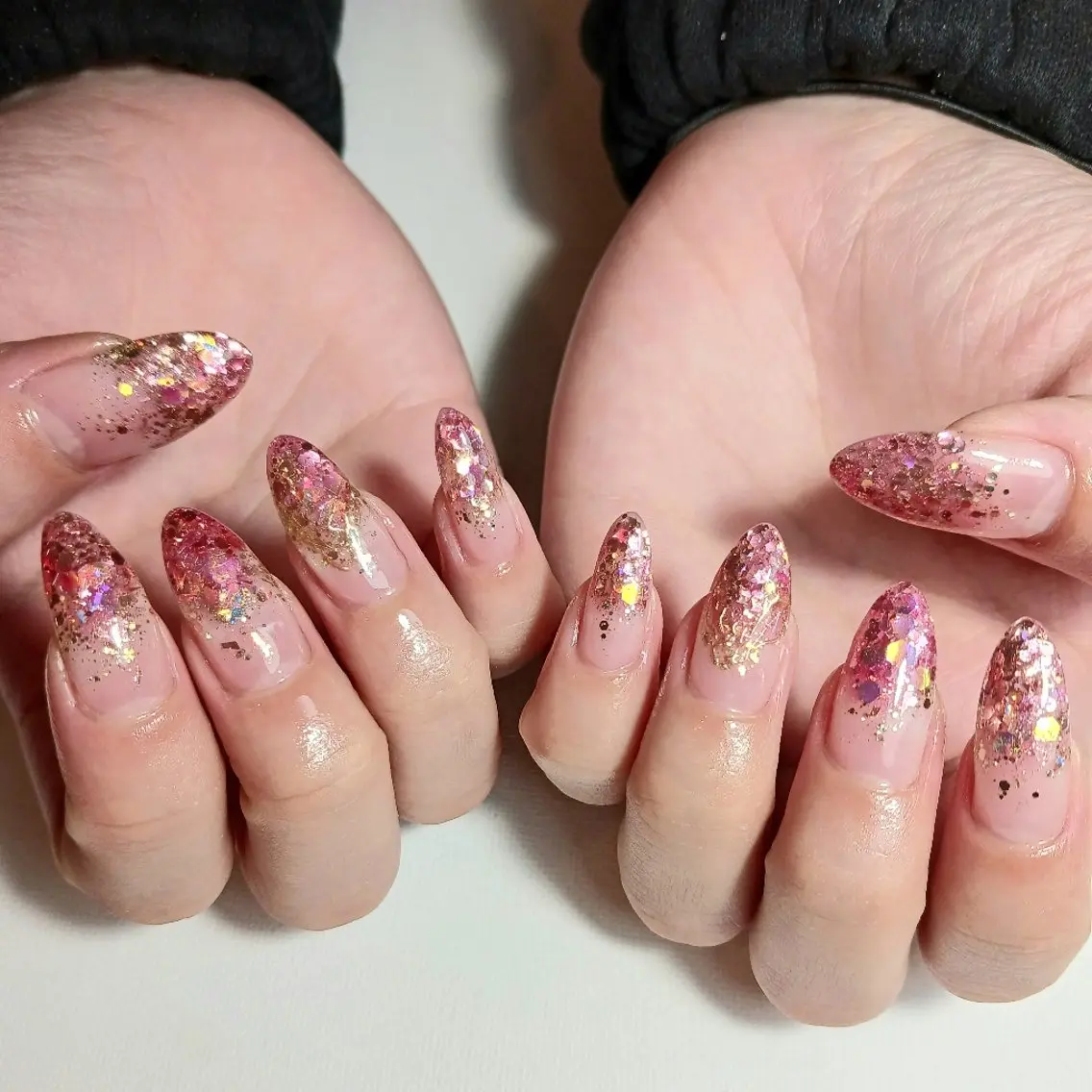 ネイル ジェルネイル グラデーション ホログラムネイル キラキラネイル ラメ(グリッター) ハンドネイル owlnail /持込みデザイン専門のネイルデザイン