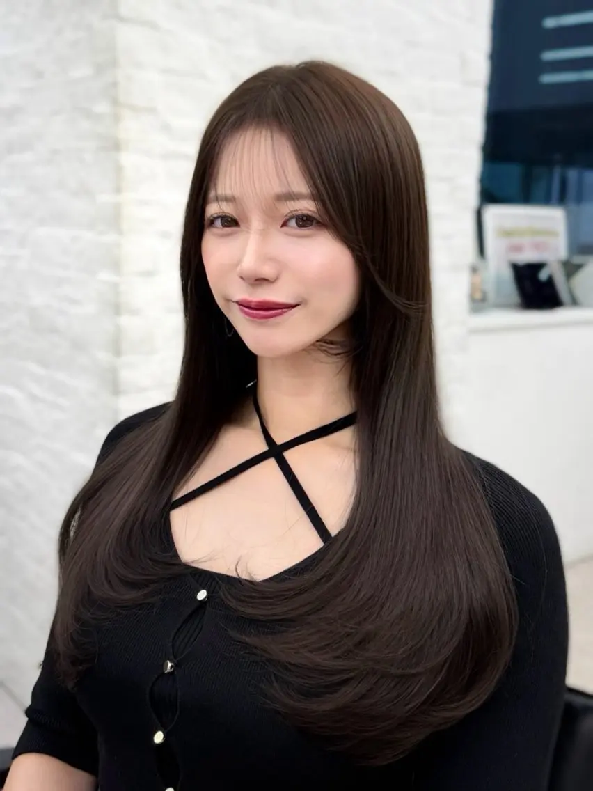 ロング カラー イルミナカラー 韓国風カラー くびれヘア 顔周りカット 髪質改善 カット ヘアカラー トリートメント ヘッドスパ ヘアセット 韓国ヘア×2way 🇰🇷和知拓郎のヘアスタイル
