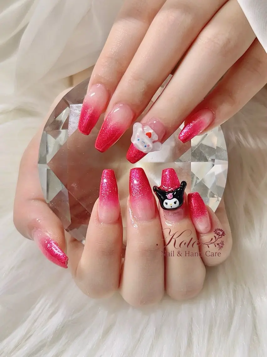 ネイル 長さ出し ジェルネイル 持ち込み ニュアンスネイル 赤色 ハンドネイル Nail Salon KOTOのネイルデザイン