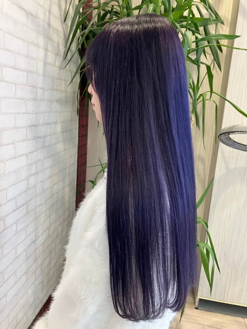 ロング カラー ブルーカラー ブルーラベンダー ダブルカラー グラデーションカラー インナーカラー 🦋‪髪質改善🦋‪ 永倉のヘアスタイル