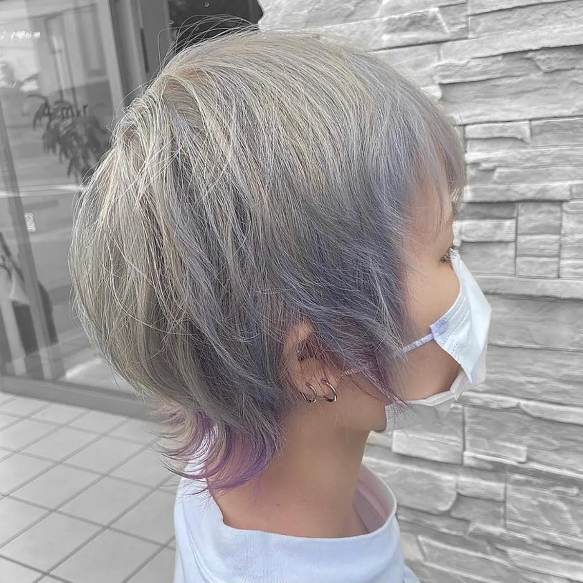 ショート カラー パープルカラー SHOTA メンズ曲がる縮毛矯正のヘアスタイル