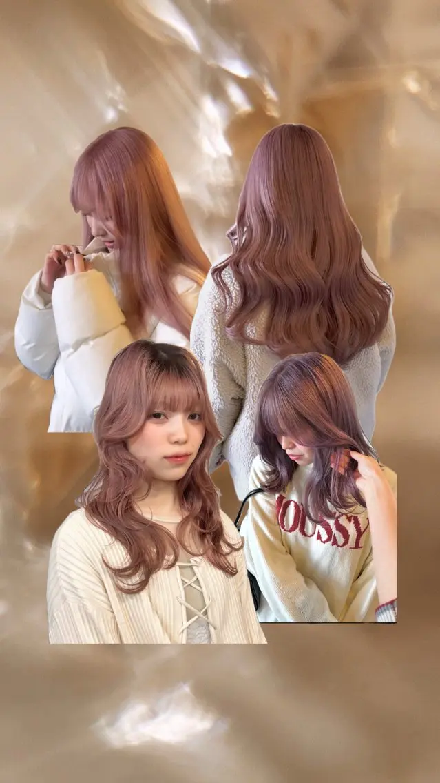 セミロング カラー ブリーチ ラベンダーカラー ピンクカラー ヘアセット nacoハイトーン ベージュ🤍のヘアスタイル