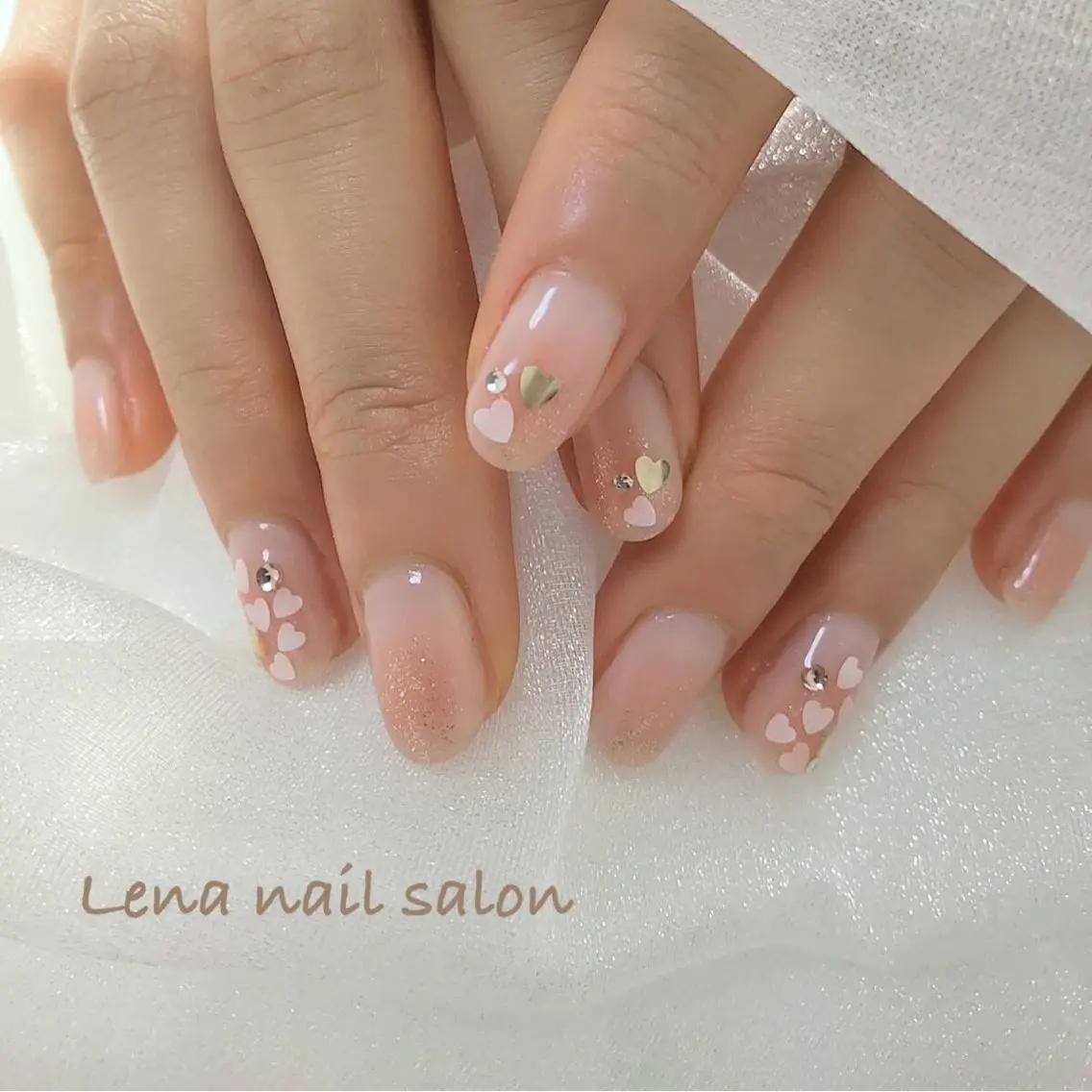ネイル チークネイル 春ネイル ハンドネイル 自爪育成ネイルケア Lena  nailのネイルデザイン