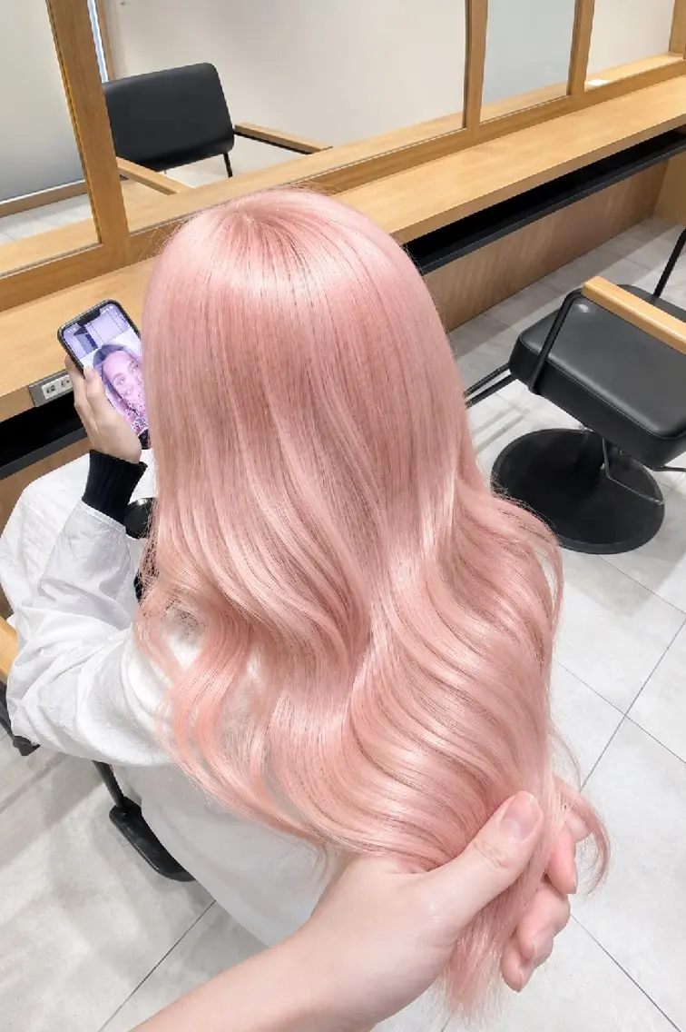 ロング カラー ブリーチ ピンクカラー ホワイトピンク ヘアカラー トリートメント ブリーチカラー/ 美髪矯正/佐伯 駿のヘアスタイル