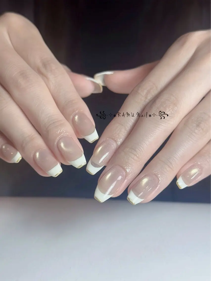 ネイル チークネイル フレンチネイル グラデーション 韓国ネイル シンプルネイル ハンドネイル RAMU_Nail 池袋店のネイルデザイン