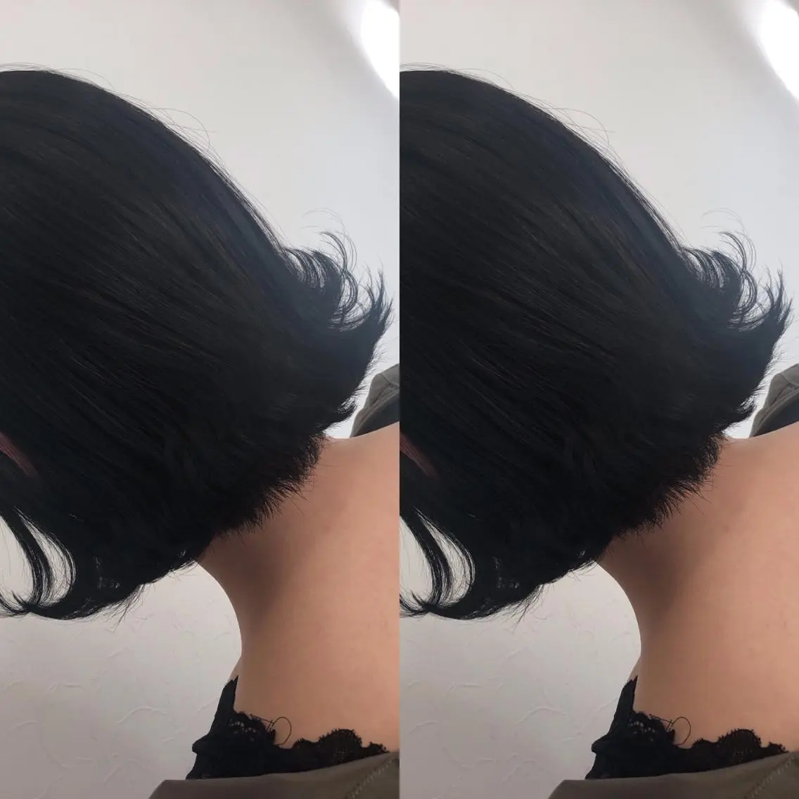 ショート カラー 黒髪 ブルーカラー ブルーブラック 外ハネヘア トップスタイリスト 🧸中島梨穂🧸のヘアスタイル