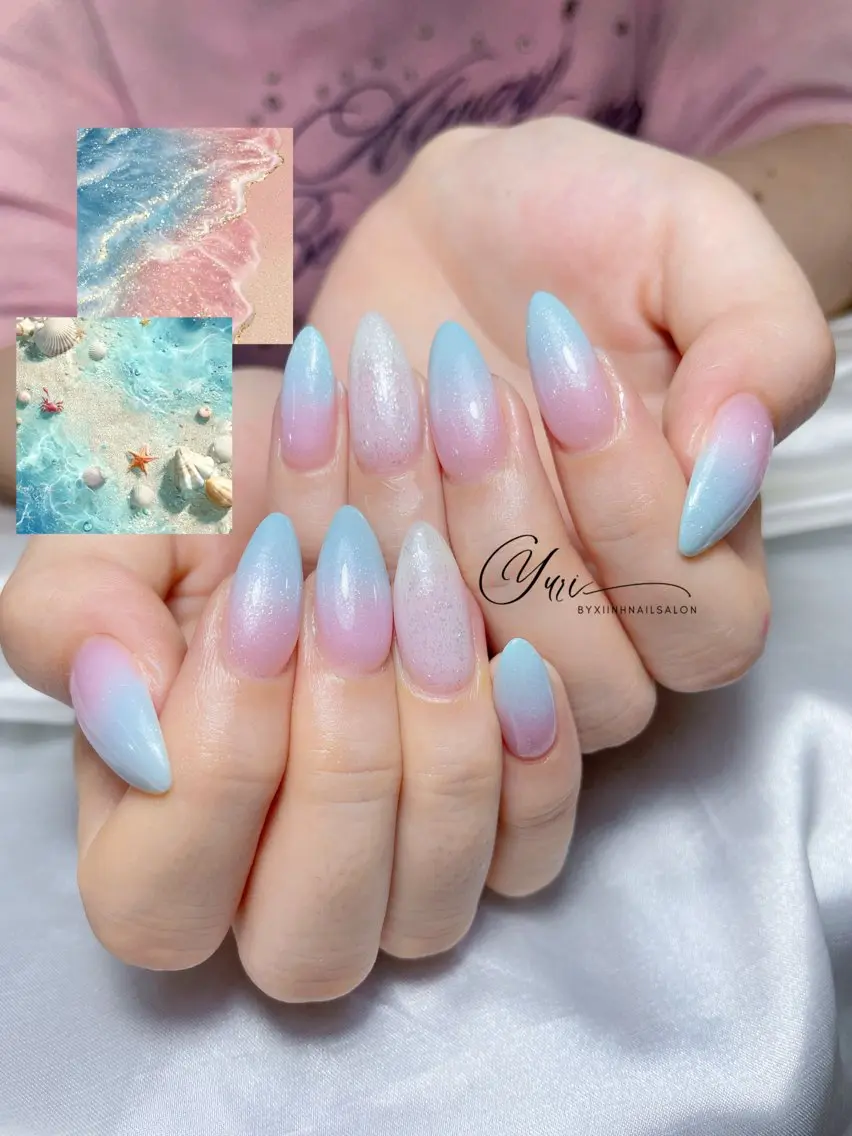 ネイル 長さ出し ガーリー 韓国ネイル 持ち込み ワンホンネイル ハンドネイル YURI NAILのネイルデザイン