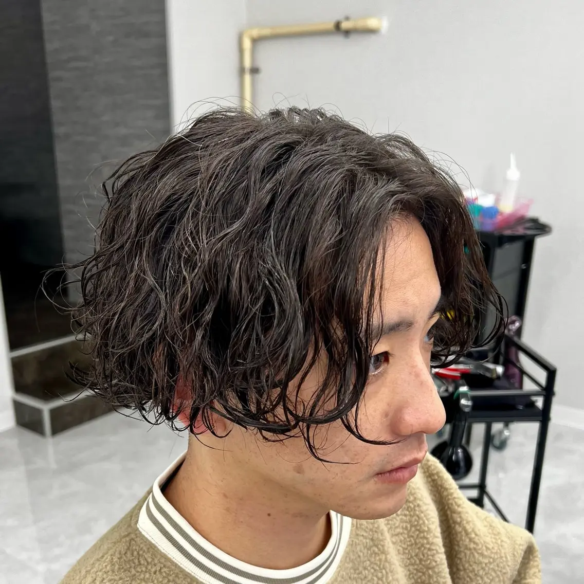 ミディアム パーマ メンズ カット パーマ メンズパーマ名人 TAKUMAのヘアスタイル