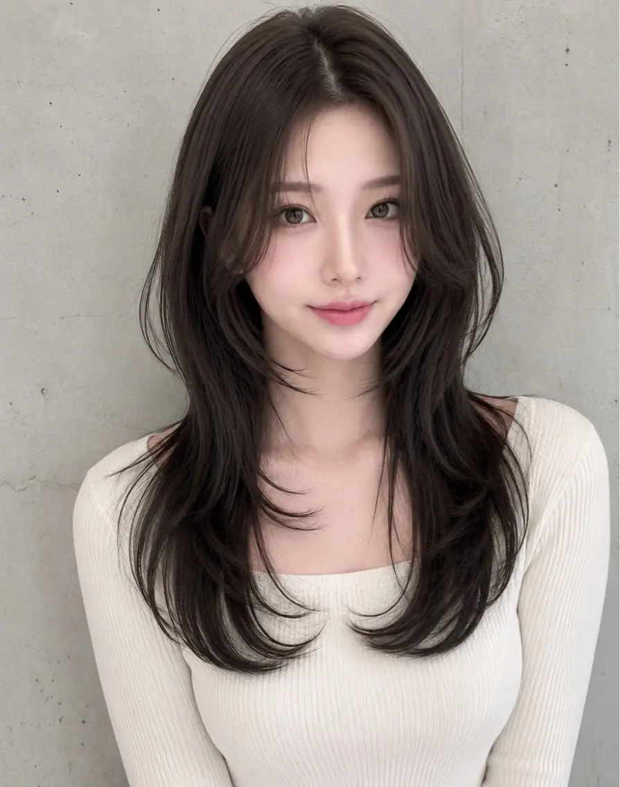 セミロング カラー ヘアアレンジ グレージュ くびれヘア 顔まわりレイヤー ハッシュカット 韓国風ヘア カット ヘアカラー トリートメント 🌫️大人韓国ヘア 🌫️naoyaのヘアスタイル
