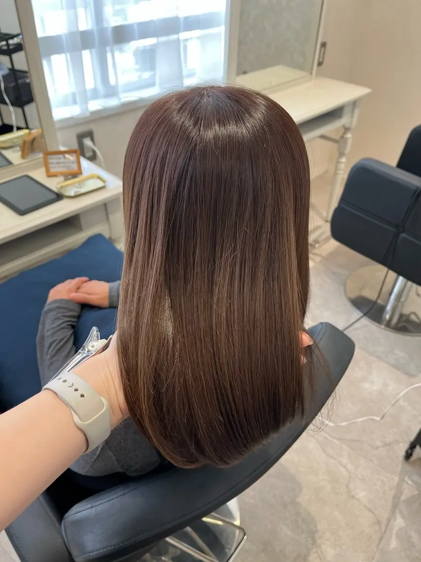 ミディアム カット ヘアカラー 髪質改善縮毛矯正/ 堤　葵生のヘアスタイル