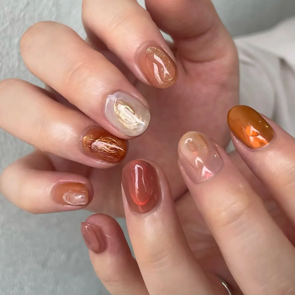 ネイル アートネイル ジェルネイル 氷ネイル・うるうるネイル 持ち込み ニュアンスネイル ハンドネイル norme_ akiのネイルデザイン