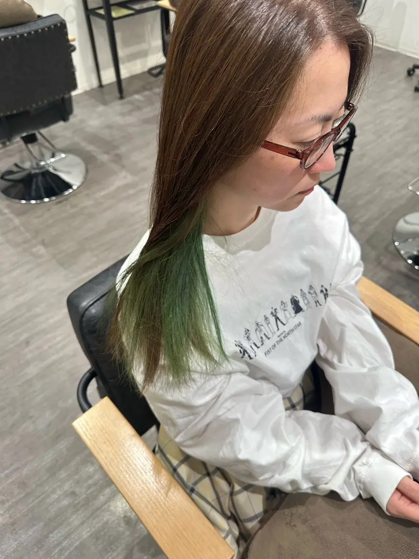 セミロング カラー ヘアカラー トリートメント 艶髪レイヤー上田 紗也🇰🇷💗のヘアスタイル