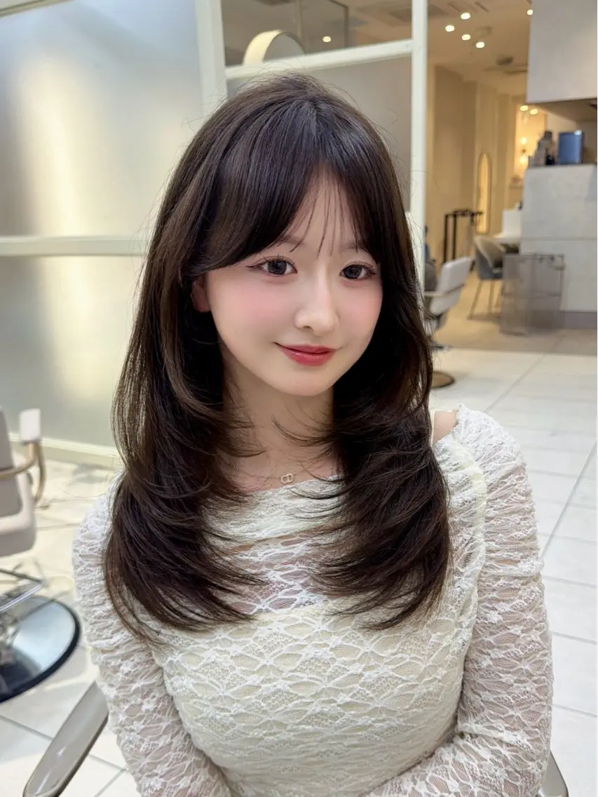 セミロング カット ヘアカラー トリートメント 顔周り/レイヤー /韓国ヘア/TAKUのヘアスタイル