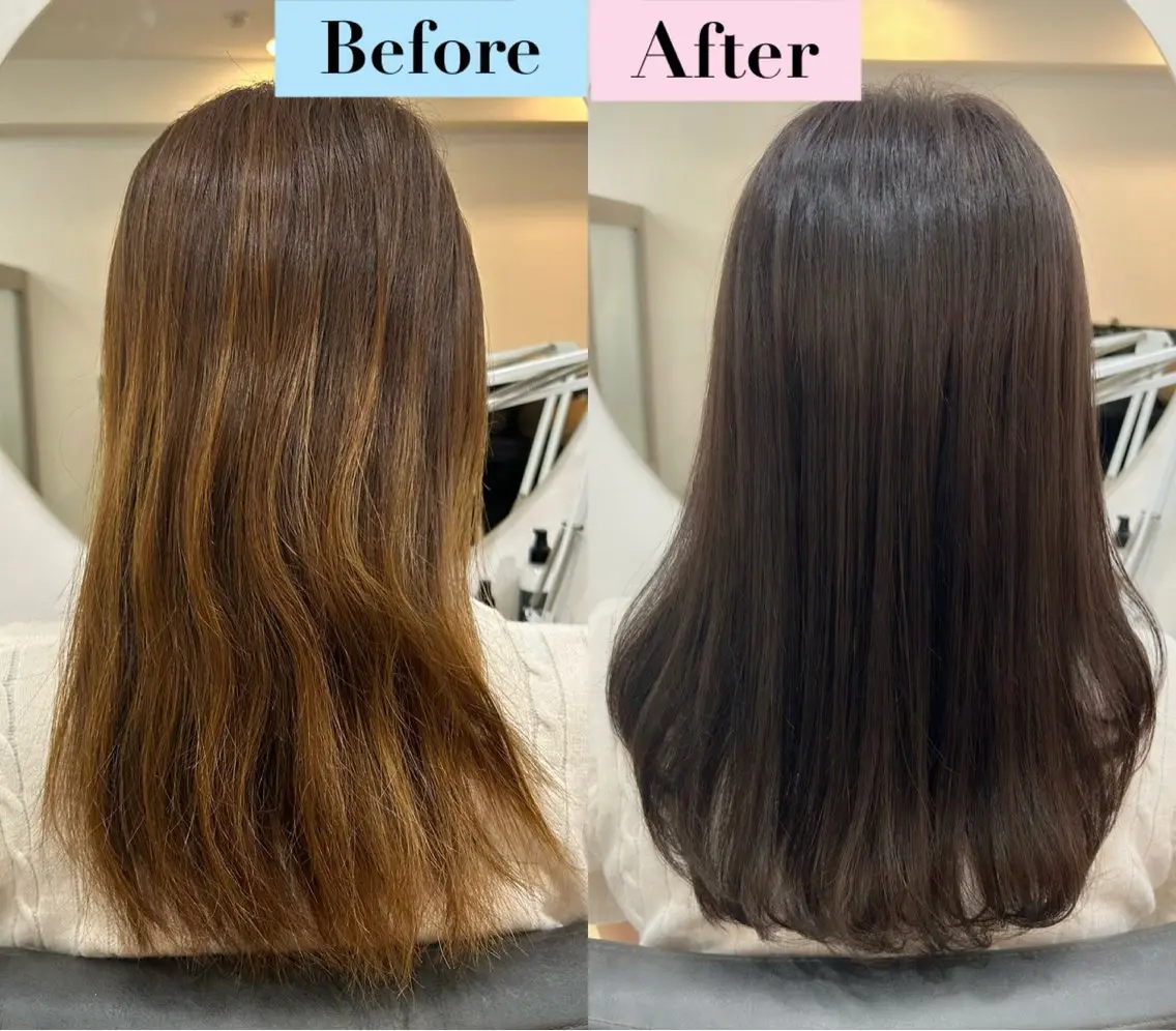 セミロング カラー ブラウンカラー 透明感カラー 髪質改善 トリートメント 🧣艶カラー・ヘア セット Chie🧸のヘアスタイル