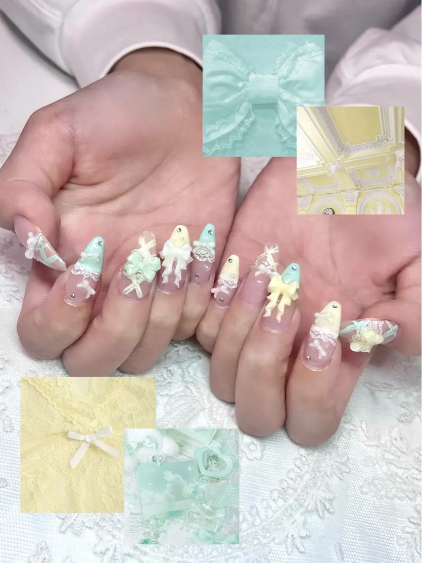 ネイル アートネイル フレンチネイル ガーリー レース ワンホンネイル ハンドネイル Hapi nailのネイルデザイン