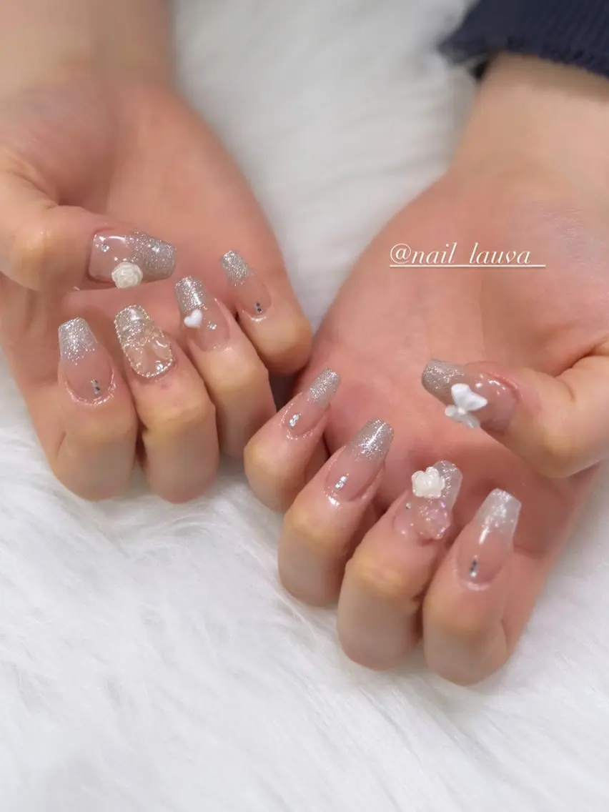 ネイル ラメ(グリッター) ラメグラデーション ハンドネイル nailsalon lauva/京都伏見のネイルデザイン