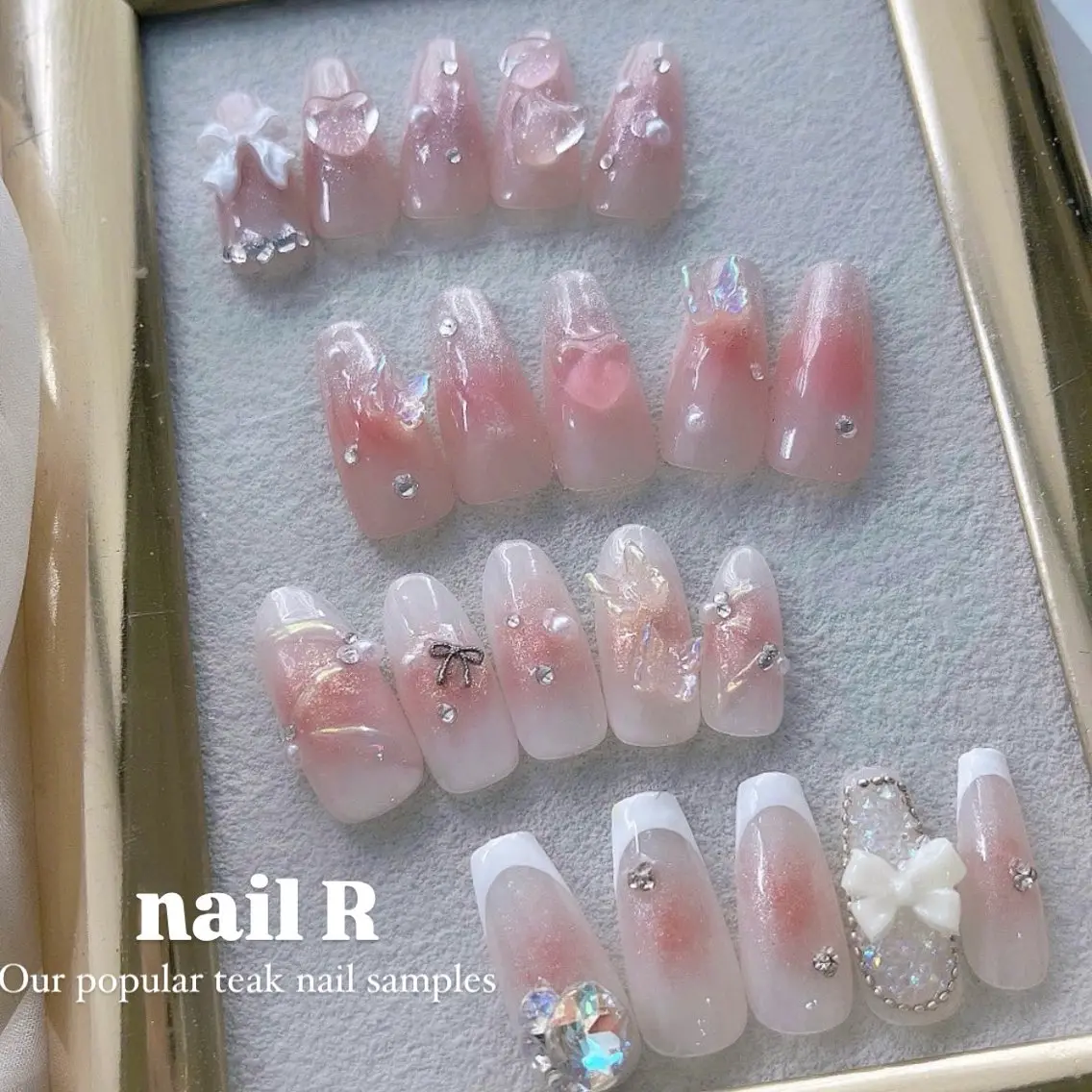 ネイル チークネイル フットネイル フレンチネイル ジェルネイル ガラスフレンチ NAILR rina 🎀ིྀ恵比寿のネイルデザイン