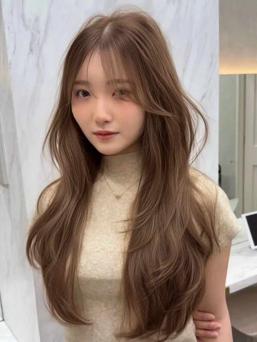 ロング カラー カット ヘアカラー トリートメント ヘアセット レイヤーダブルカラー KYONのヘアスタイル