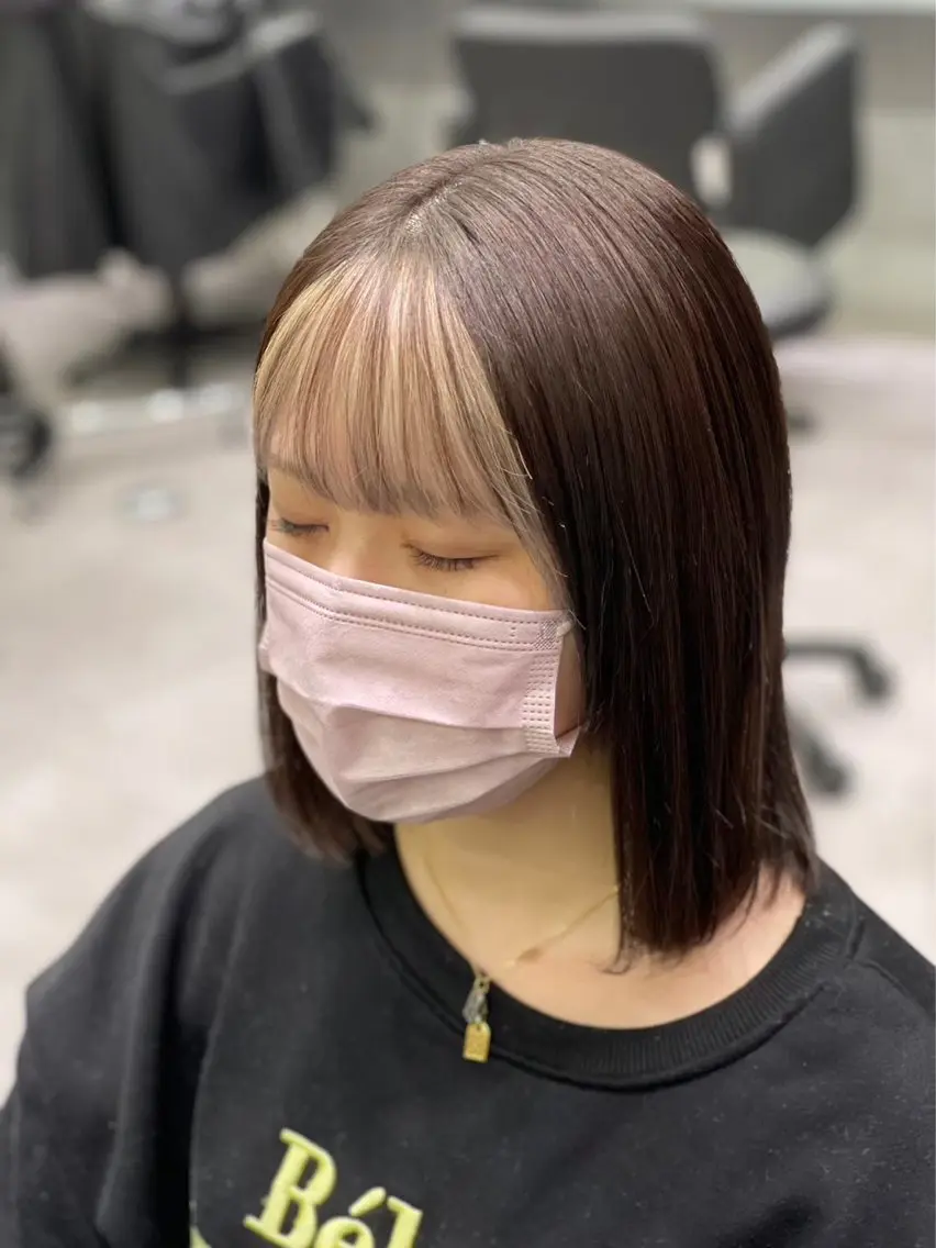 ミディアム シールエクステ ボブ エクステ ハイライト 髪質改善 🦋韓国hair🦋 エクステ店長sakiのヘアスタイル