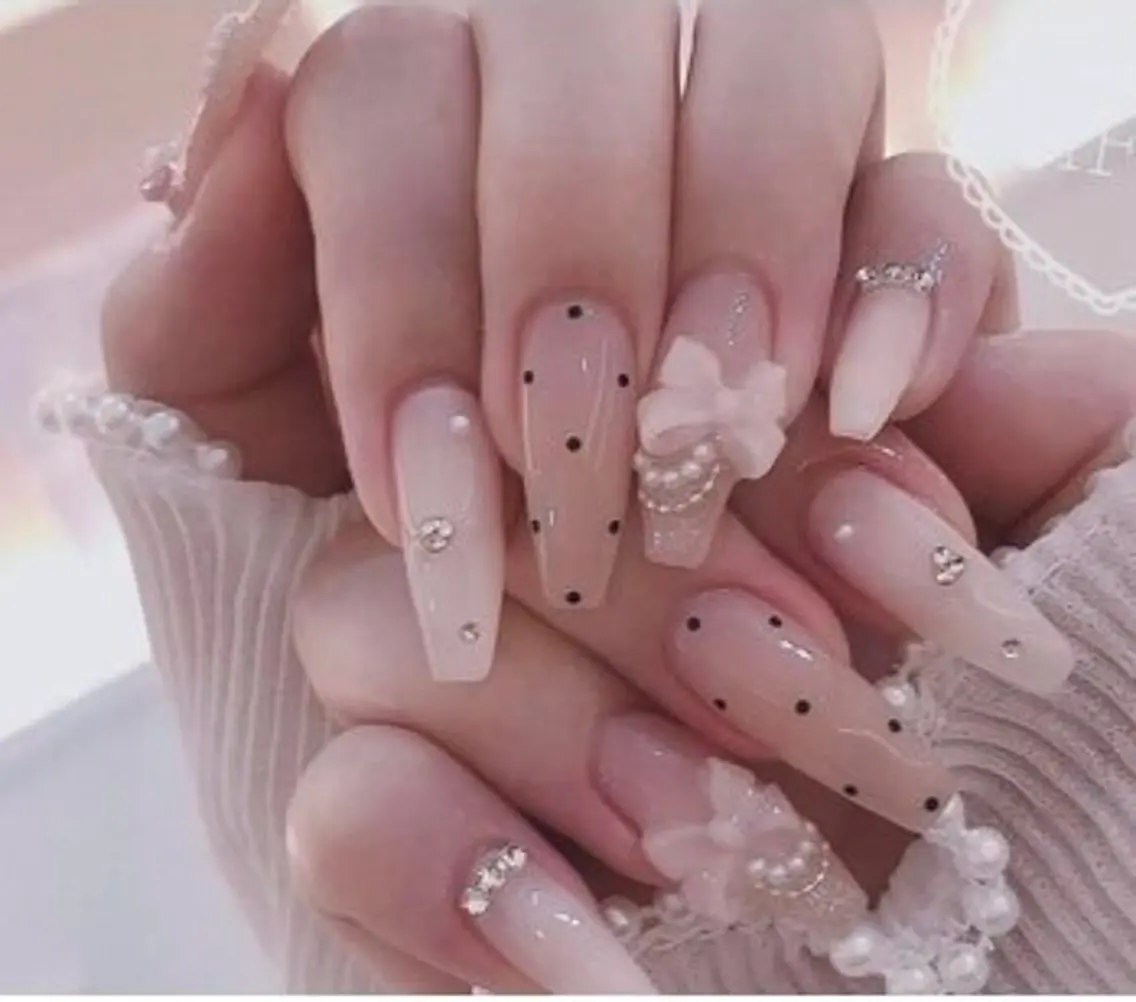 ネイル ドット フラワーネイル ピンク 中野駅から2分 MEO NAILのネイルデザイン