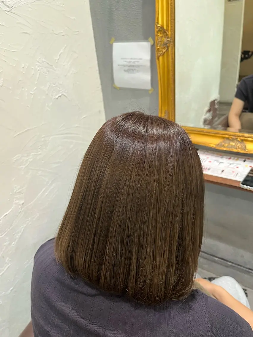 ミディアム カラー ブリーチ ブラウンカラー ナチュラルブラウン RuLaN AMIのヘアスタイル
