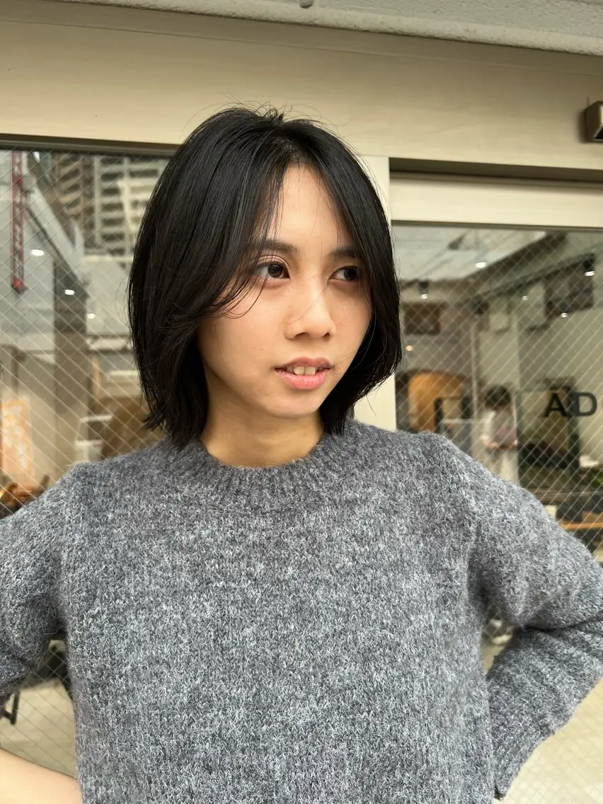 ミディアム ボブレイヤー ボブ レイヤーカット カット 艶ボブ🤎ボブパーマ 透明感カラー\メンズのヘアスタイル