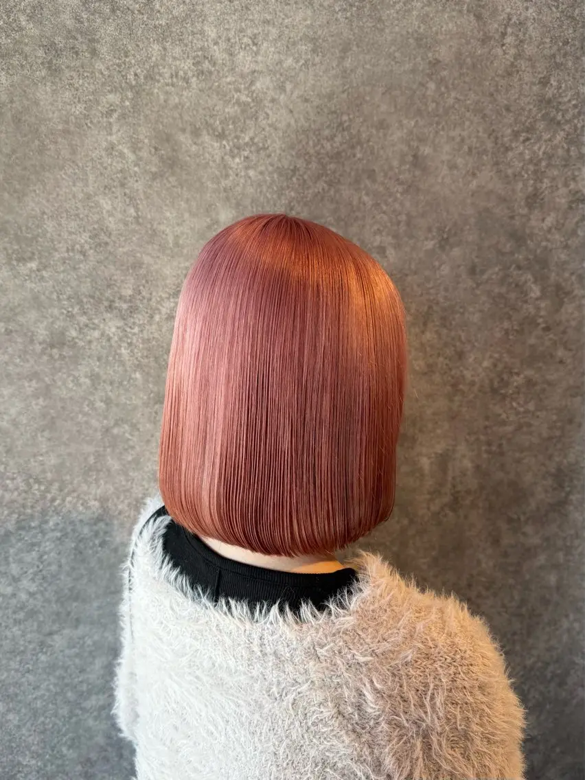 カラー ブリーチ ピンクカラー カット ヘアカラー トリートメント 似合わせカット/ボブ ナチュラルメンズヘアのヘアスタイル
