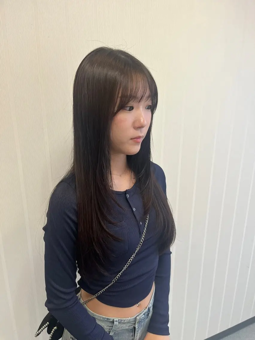 ロング 顔まわりレイヤー 顔周りカット レイヤーカット 亀井寿葵 京橋 /韓国ヘア/レイヤーのヘアスタイル