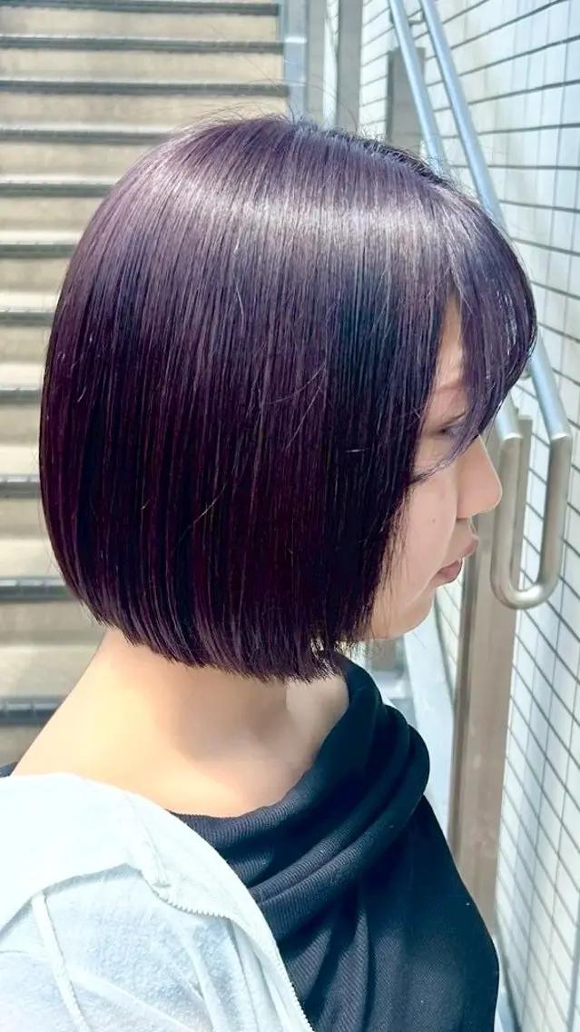 ミディアム ワンレンボブ ショートボブ ボブ 顔まわりレイヤー 顔周りカット カット ヘアカラー トリートメント 🥀髪質改善/ 透明感🥀ユイキのヘアスタイル