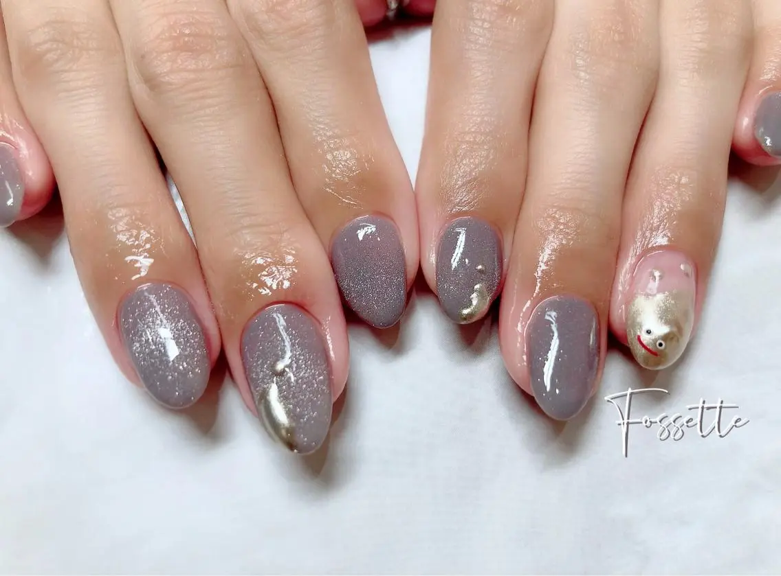 ネイル マグネットネイル ミラーネイル ワンカラーネイル ハンドネイル nailsalon Fossetteのネイルデザイン