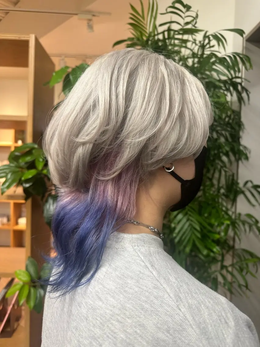 カラー ブルーカラー デザインカラー ピンクカラー カット ヘアカラー ブリーチカラー/ わきたちえ🌻のヘアスタイル