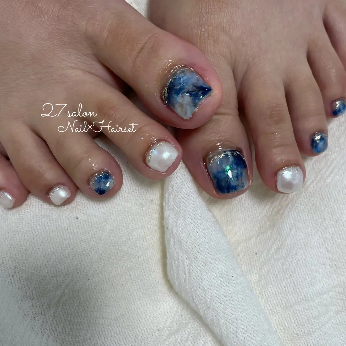 ネイル アートネイル ブルー 27salon yuinaのネイルデザイン