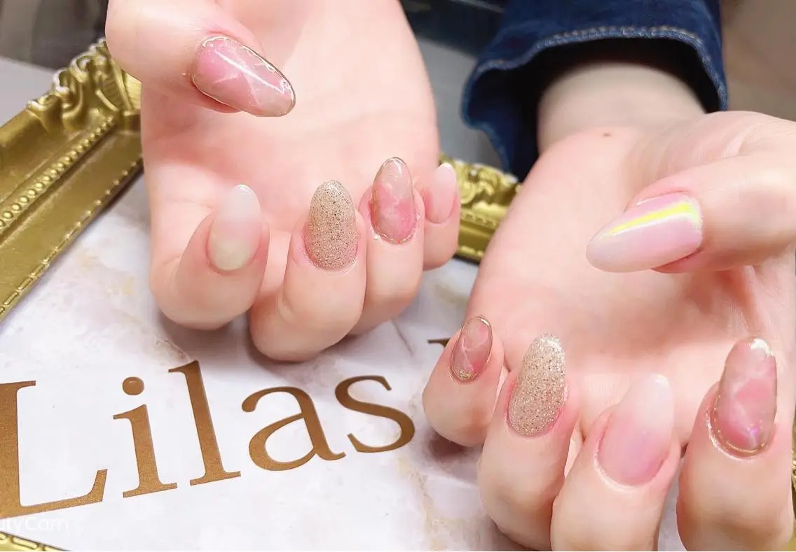 ネイル オーロラネイル ジェルネイル ハードジェル キラキラネイル ラメ(グリッター) Lilas Nailのネイルデザイン