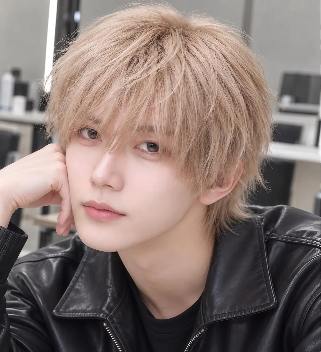 ショート カラー メンズ メンズブリーチ メンズハイトーン メンズ韓国風 ベージュカラー ブリーチ ヘアカラー メンズ韓国系カラー /YUTAのヘアスタイル