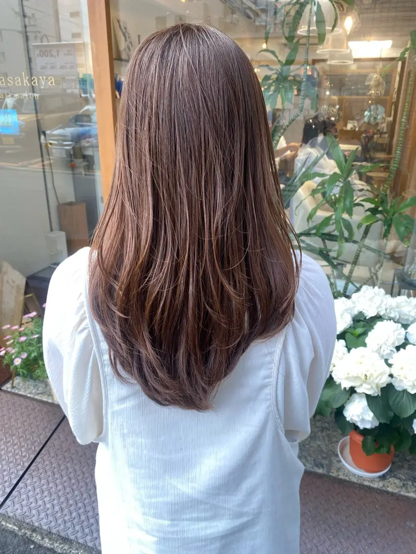 セミロング カラー カット ヘアカラー トリートメント 安永 涼のヘアスタイル