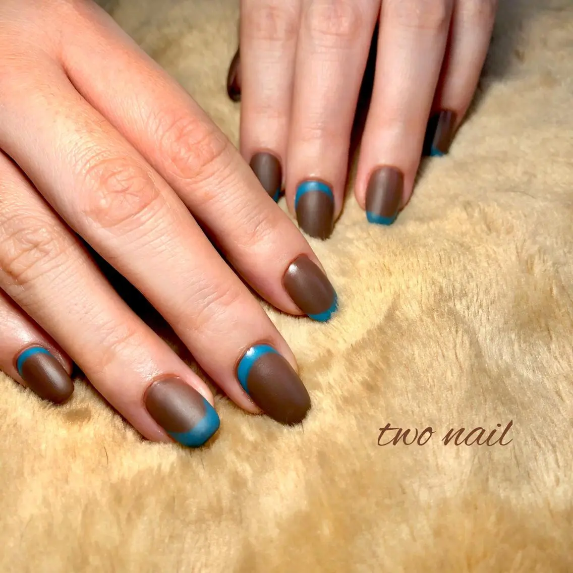 ネイル アートネイル ブラウン フットネイル ハート ニュアンスネイル two nailのネイルデザイン