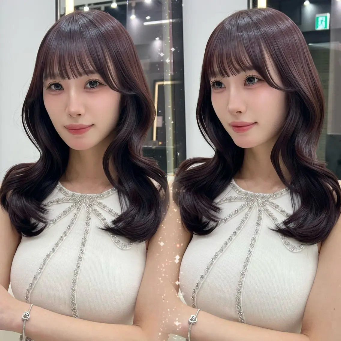 セミロング カラー カット ヘアカラー トリートメント ヘッドスパ うる艶カラー×韓国 ヘア/Yumi🎀のヘアスタイル