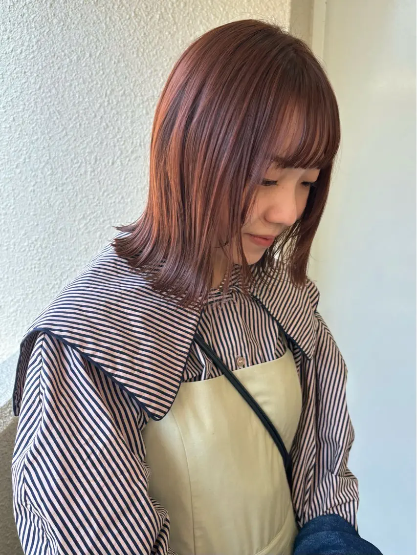 ミディアム カラー カット ヘアカラー トリートメント mei|顔まわり ×透明感カラーのヘアスタイル