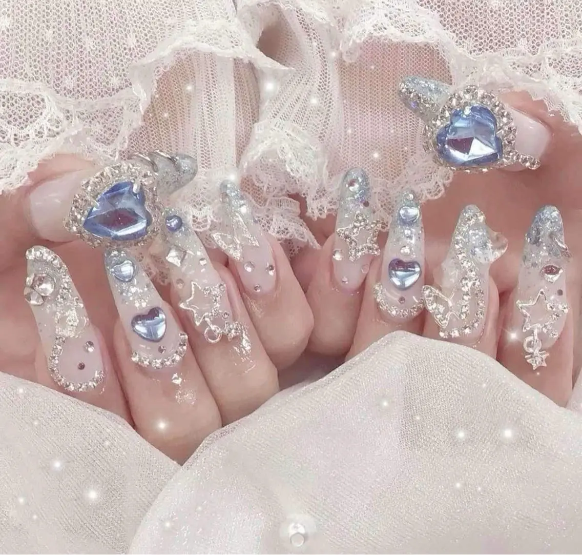ネイル 長さ出し グラデーション キラキラネイル マグネットネイル ミラーネイル Lee Nails チップ長さだし専門店のネイルデザイン