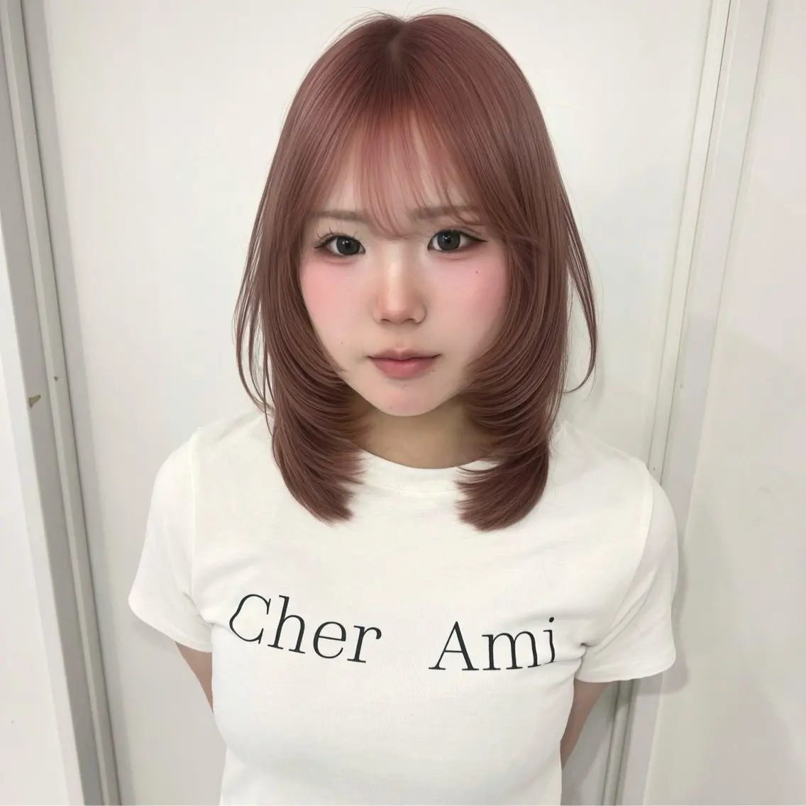 ミディアム レイヤーカット カット トリートメント yuuka 🖤韓国ヘア🖤のヘアスタイル