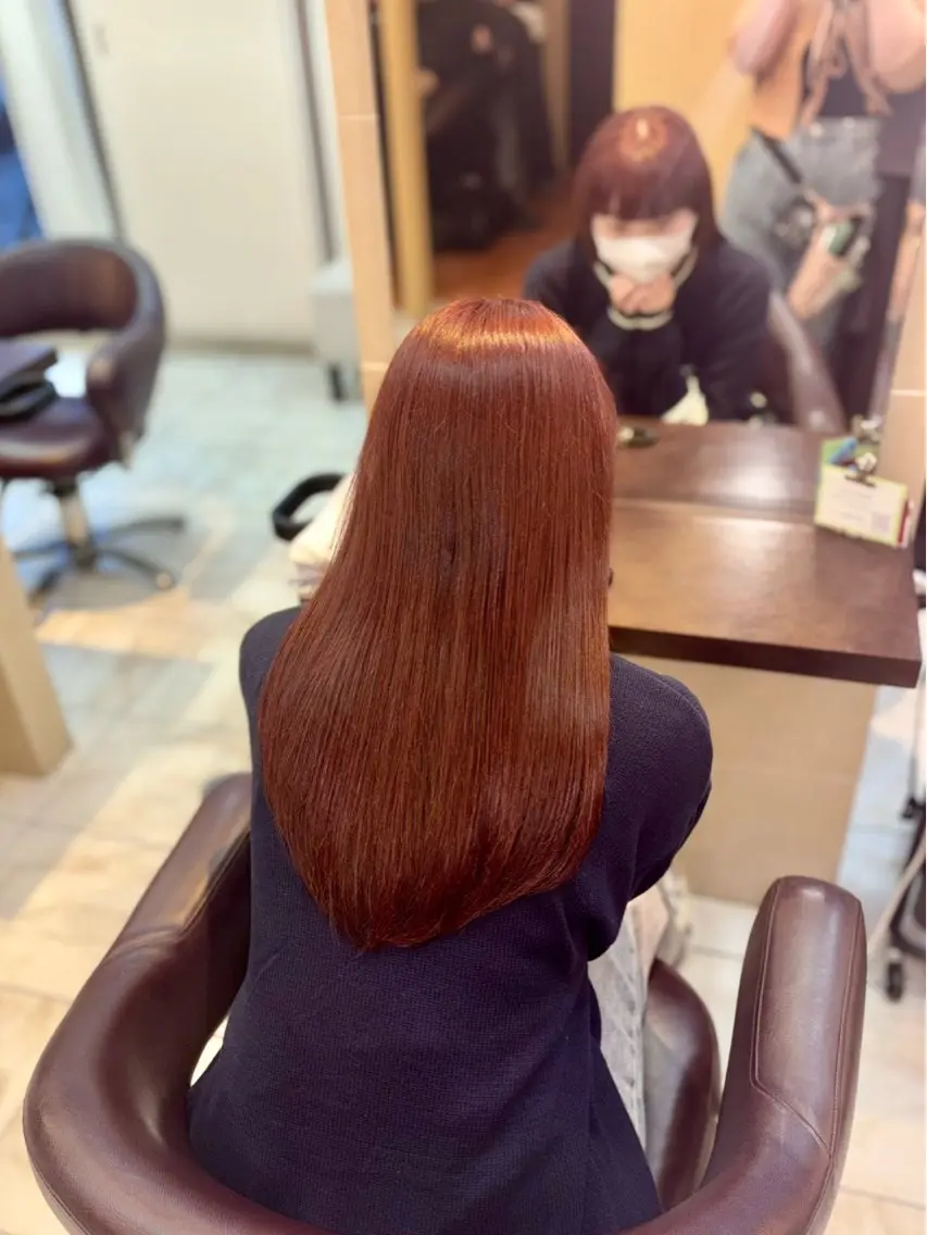 ロング カラー ダブルカラー レッドカラー 🎀透明感カラー 🎀ナズナのヘアスタイル