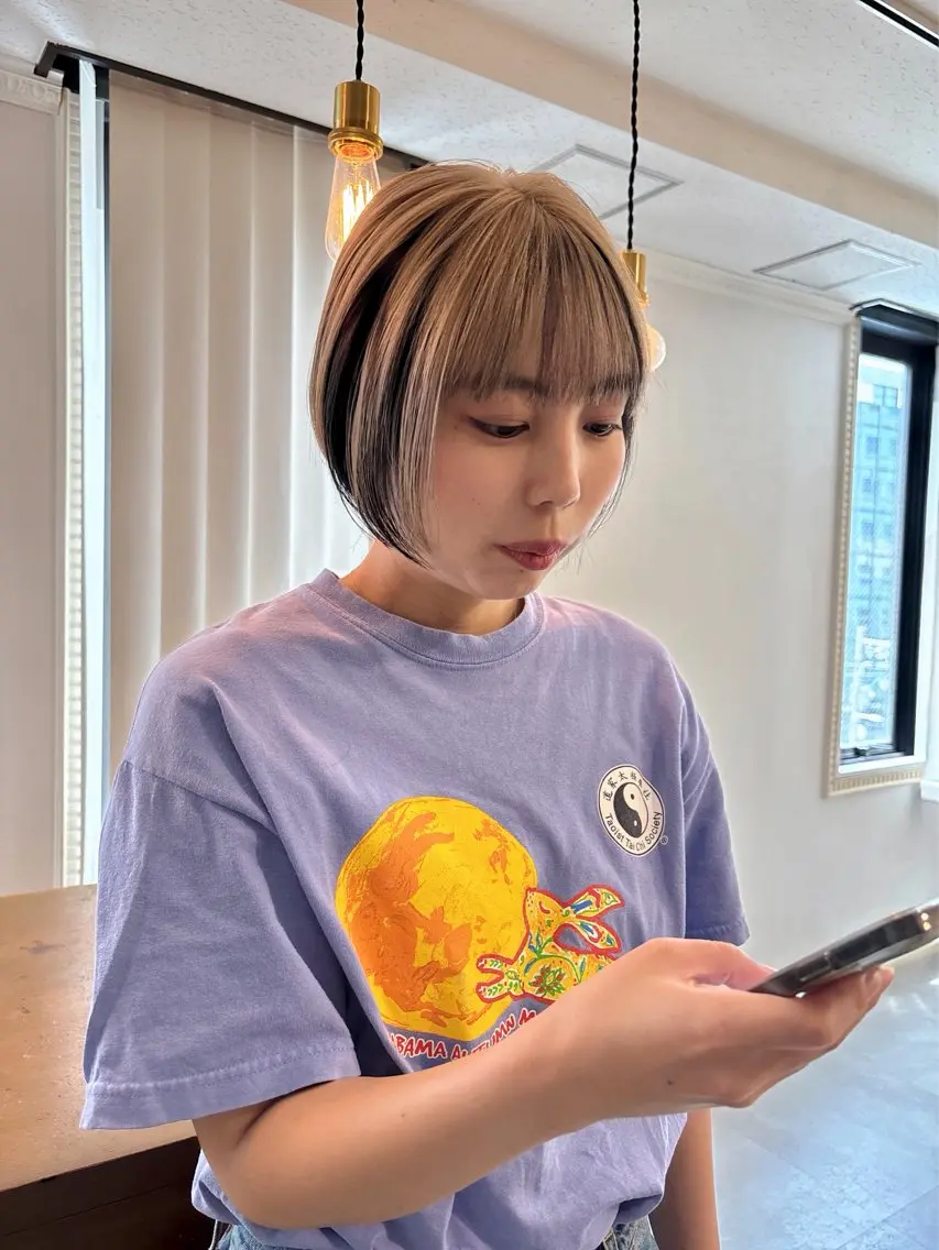 ショート カット ヘアカラー 南堀江レイヤーカット MIKU🍒のヘアスタイル