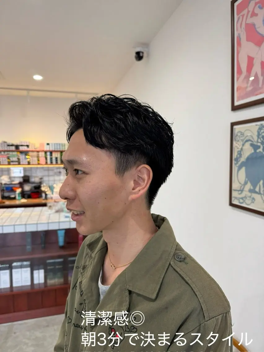 ショート パーマ メンズ カット パーマ 作野 凌都のヘアスタイル