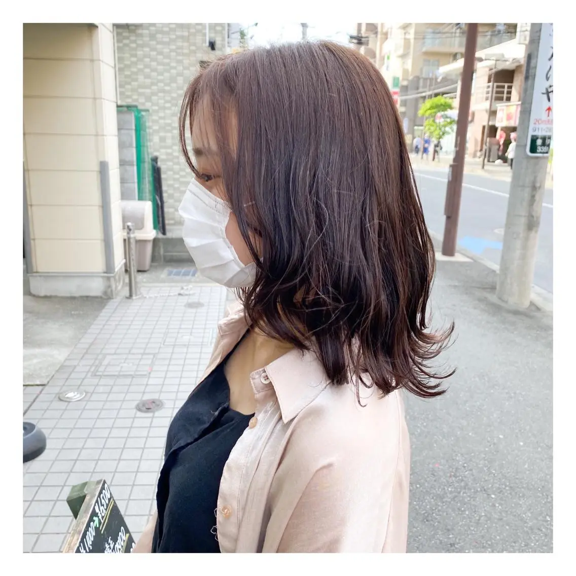 セミロング カラー 菊池大一 溝の口パーマのヘアスタイル