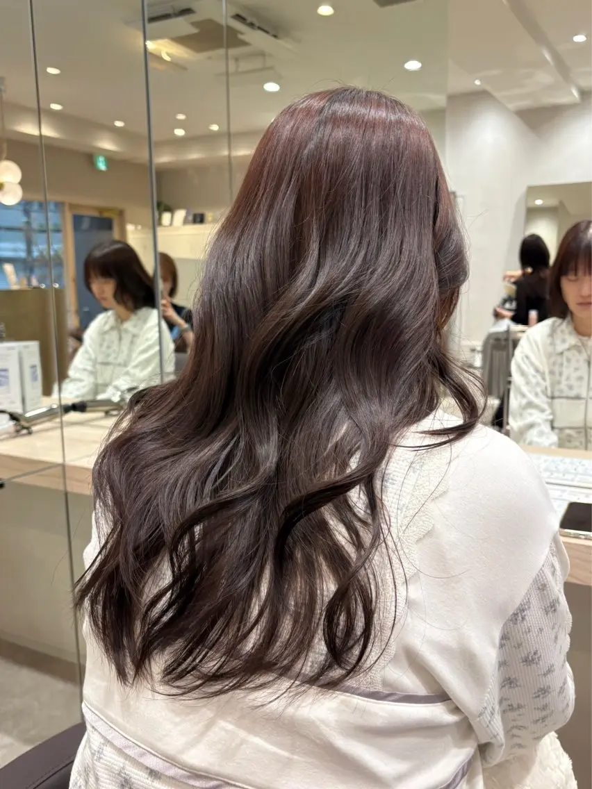 ロング カラー ブラウンカラー カシス レッドカラー レッドブラウン カット ヘアカラー トリートメント 艶カラー/レイヤー /atsumi🪷のヘアスタイル