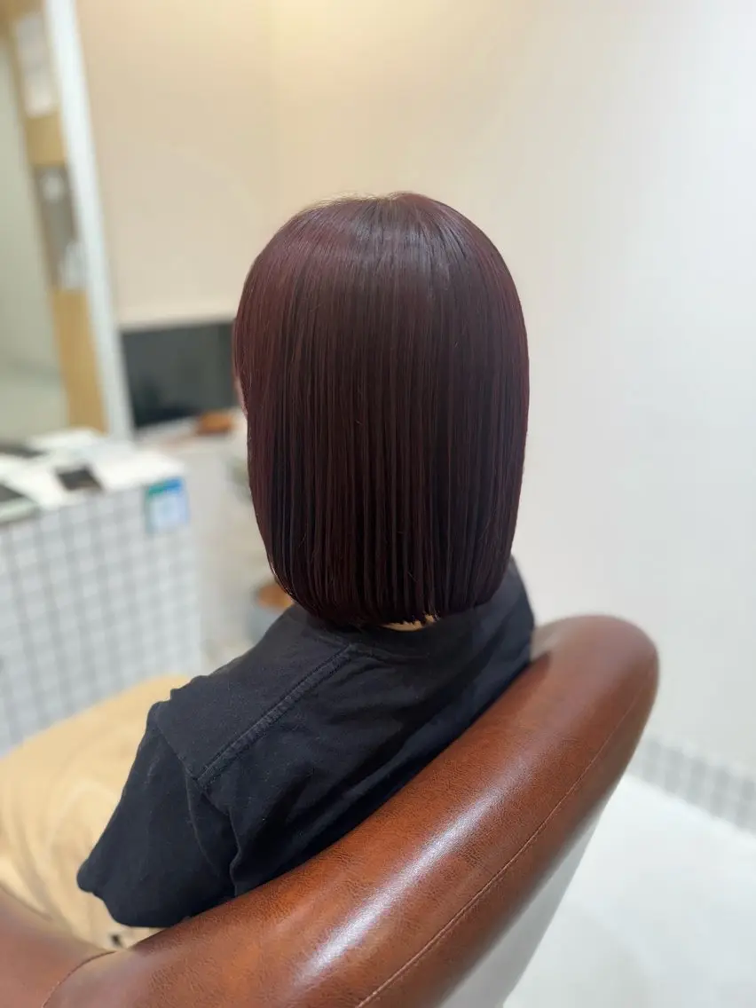 カラー ボルドーカラー ピンクカラー ルビー 太田 恵美梨のヘアスタイル