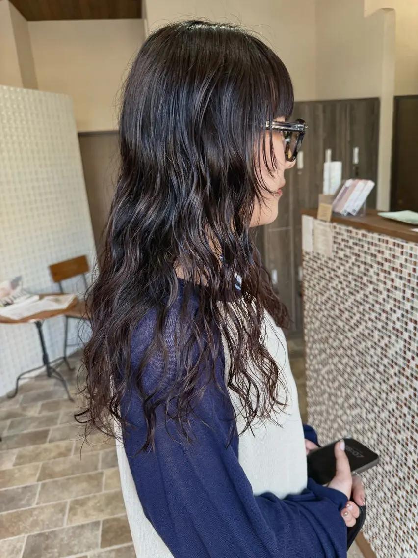 ロング パーマ ロング 中村 友香のヘアスタイル